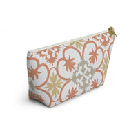 Portugal Tile Accessory Pouch w T-bottom in Orange